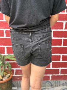 Distressed Black Denim Shorts