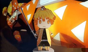 Anime Demon Slayer Zenitsu Chibi Figurine(Paper)