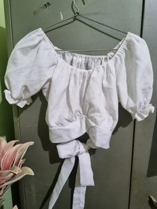 Stylish White Style Back Top