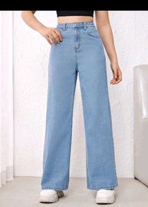 Wide Leg Light Wash Denim Jeans