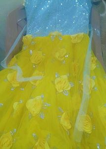 Yellow Floral Girl&#39;s Party Dress