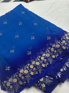 Elegant Blue Floral Saree