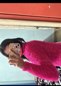 fluffy pink sweater