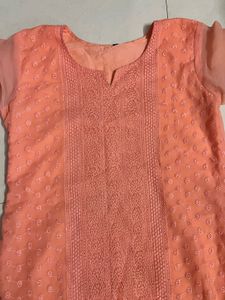 Peach Embroidered Kurta