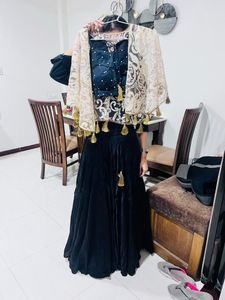 Elegant Black Velvet Lehenga Choli