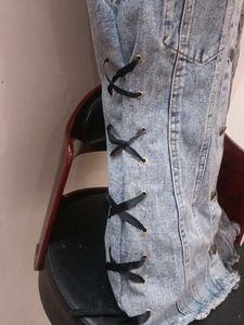 BEAUTIFUL ❤️ Denim Vest with Lace-Up Detail