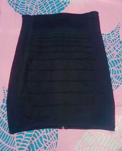 Black Mini Skirt with Gold Zipper