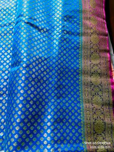 Elegant Blue &amp; pink Benarasi Saree