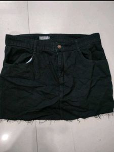 Black Denim Mini Skirt