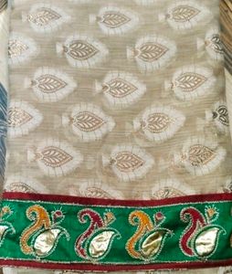 Chikoo Colour Saree Without Blouse