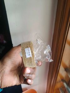 Sparkling Gold-Toned Stone Studded Bangle