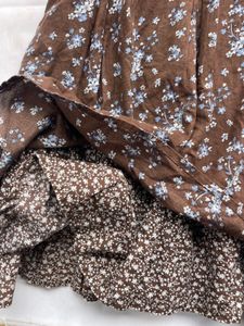 Floral Brown Midi Skirt