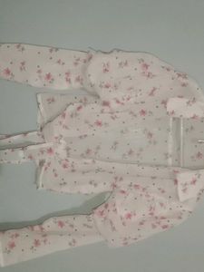 Beautiful Ful White Top With Shrug And Floral Prin