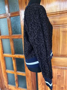 Zara Lace Crop Sweatshirt