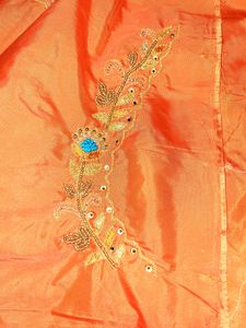 Pattu Contrast Silver printed Blue Saree