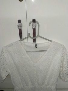 Never Been Worn Elegant White, Knee-Length Midi Dr