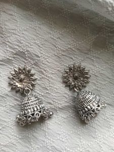 Silver Jhumka Earrings