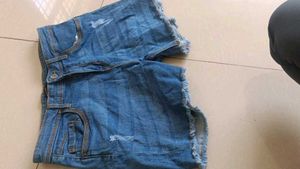 blue denim shorts women