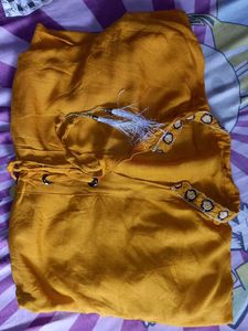 Mustard Embroidered Top