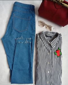 Striped Long Line Shirt