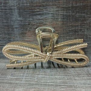 Silver Bow Hair Claw Clip And Floral Pin.