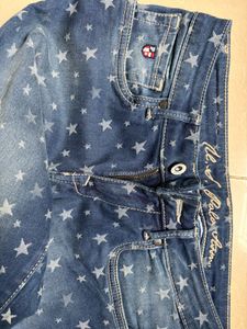 Star Print Denim Jeans