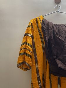 Striped Yellow &amp; Brown Salwar Kameez