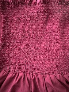 Burgundy Smocked Jumpsuit