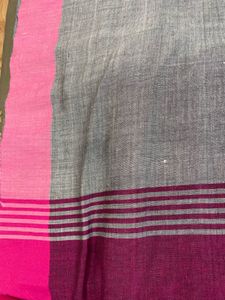 Saree With Grey Body &amp; Pink Palla And Border