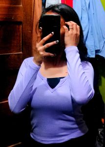 Lavender Long Sleeve V-Neck Top