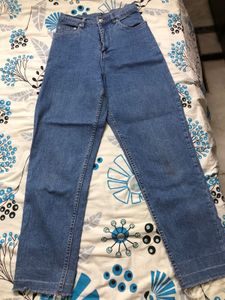 Blue Straight Fit Mom Jeans