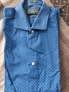 Blue Printed Used Formal Shirt