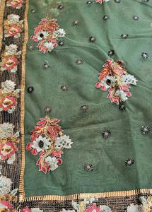 designer green net saree