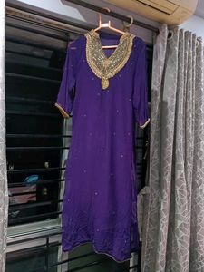 Purple Kurta With Dupatta For Party Wear
