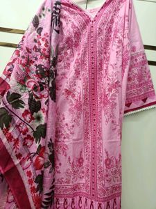 Pink Floral Embroidered Salwar Kameez With Dupatta