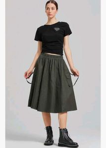 Olive Green Cargo Pocket Skirt