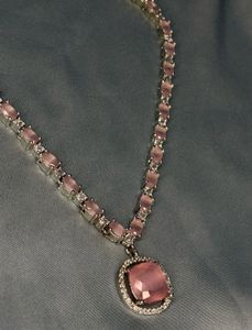 Pink American Diamond Jewellery Set