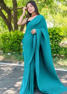 Pleated Satin saree