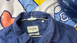 Blue Patterned Button-Down Casual Shirt