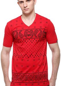 Red Printed V-Neck T-Shirt