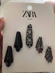Brand New Zara Metallic Helloween Nail Ring Set