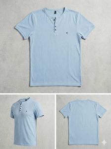 Light Blue Henley T-Shirt