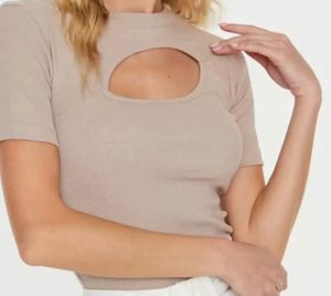 Beige Cutout T-Shirt