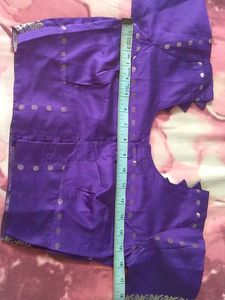 Elegant Purple Saree with Gold Border and stiched