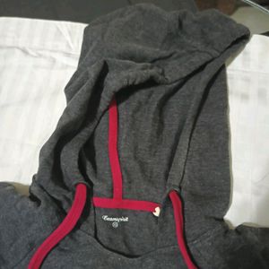 Grey Crop Top Hoodie For Women
