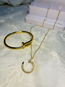 Gold Nail Design Bracelet & Necklace