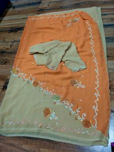 multi colour handwork saree