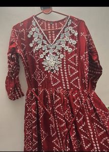 Maroon Mirror Work Kurta