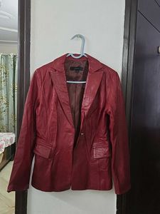 maroon Leather Blazer - bust 32