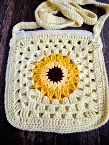 Crochet Sunflower Sling Bag